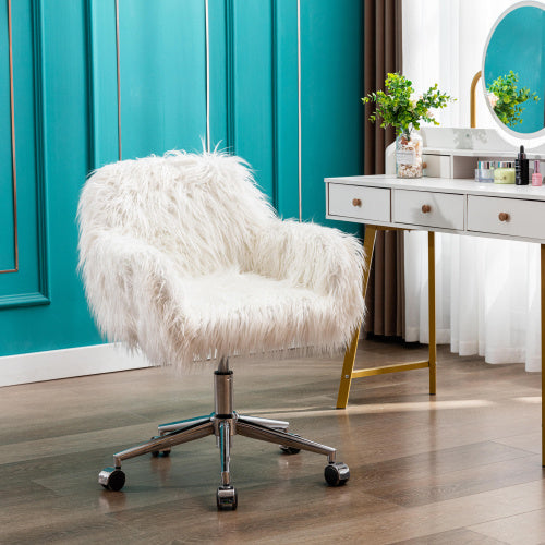 Modern Faux Fur Makeup Dressing Chair