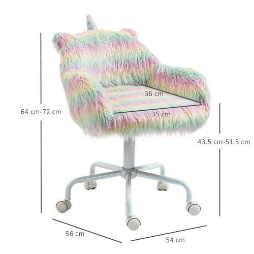 Fluffy Desk Chair With Armrests & Swivel Wheels