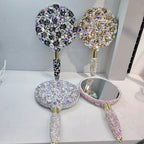 Rhinestone Embroidered Hand-held Mirror