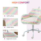 Fluffy Desk Chair With Armrests & Swivel Wheels