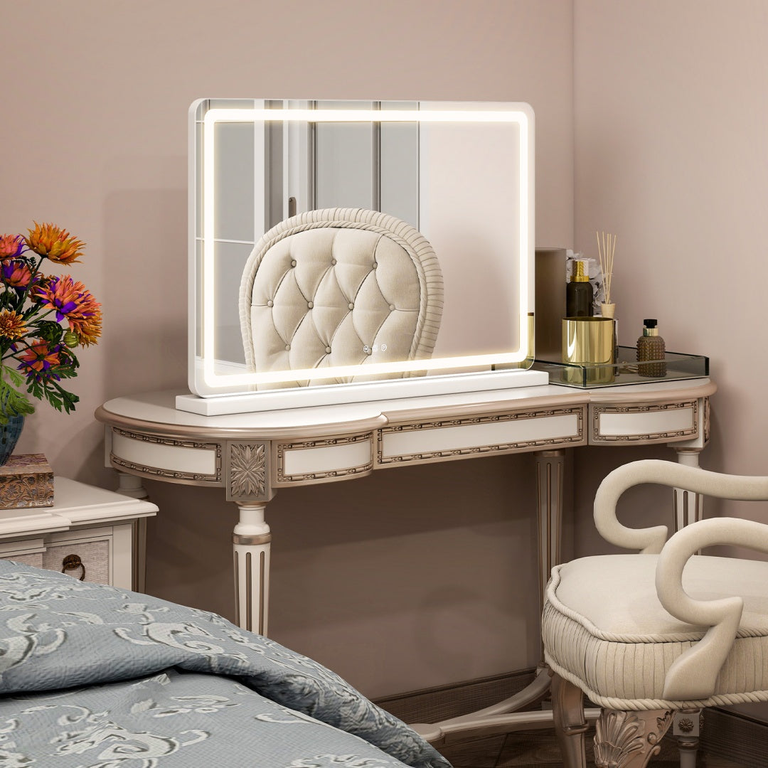 LED Makeup Vanity Mirror With Lights 3 Color Modes, & Touch Screen Control