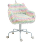Fluffy Desk Chair With Armrests & Swivel Wheels