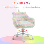 Fluffy Desk Chair With Armrests & Swivel Wheels