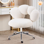 Armless Vanity Desk Chair with Teddy Fabric & Wheel
