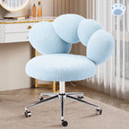Armless Vanity Desk Chair with Teddy Fabric & Wheel
