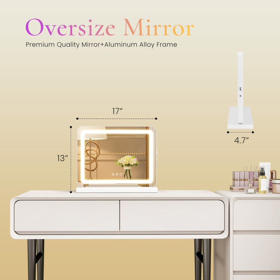 LED Makeup Vanity Mirror With Lights 3 Color Modes, & Touch Screen Control