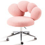 Armless Vanity Desk Chair with Teddy Fabric & Wheel