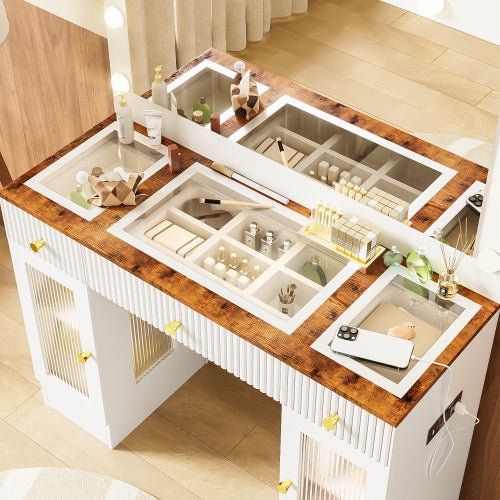 Vanity Desk with Large LED Mirror