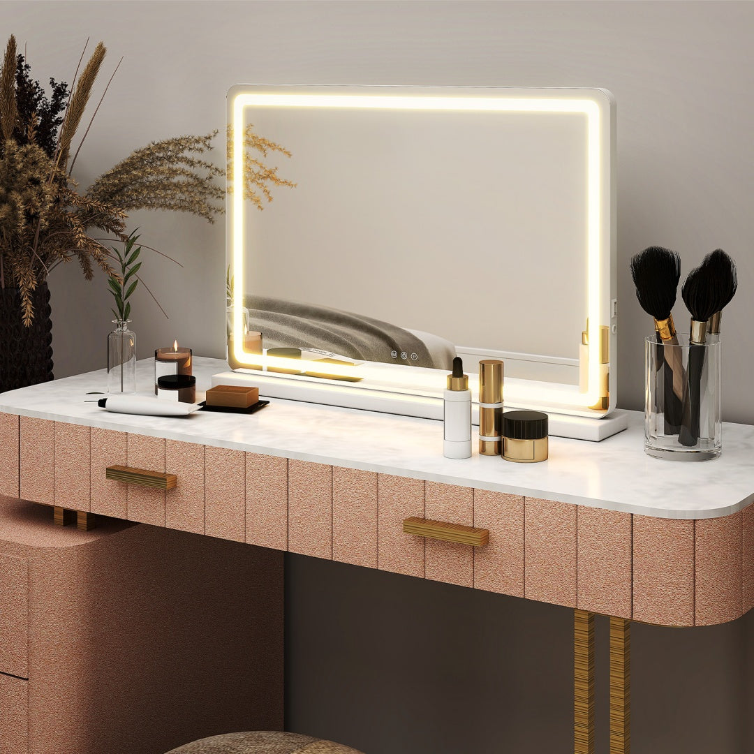 LED Makeup Vanity Mirror With Lights 3 Color Modes, & Touch Screen Control