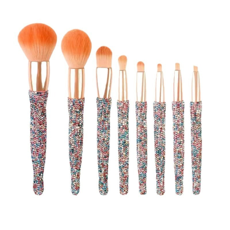 Light Luxury Diamond-Embedded Makeup Brush Set With Holder