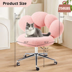 Armless Vanity Desk Chair with Teddy Fabric & Wheel