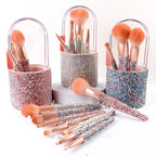 Light Luxury Diamond-Embedded Makeup Brush Set — 8 Brushes