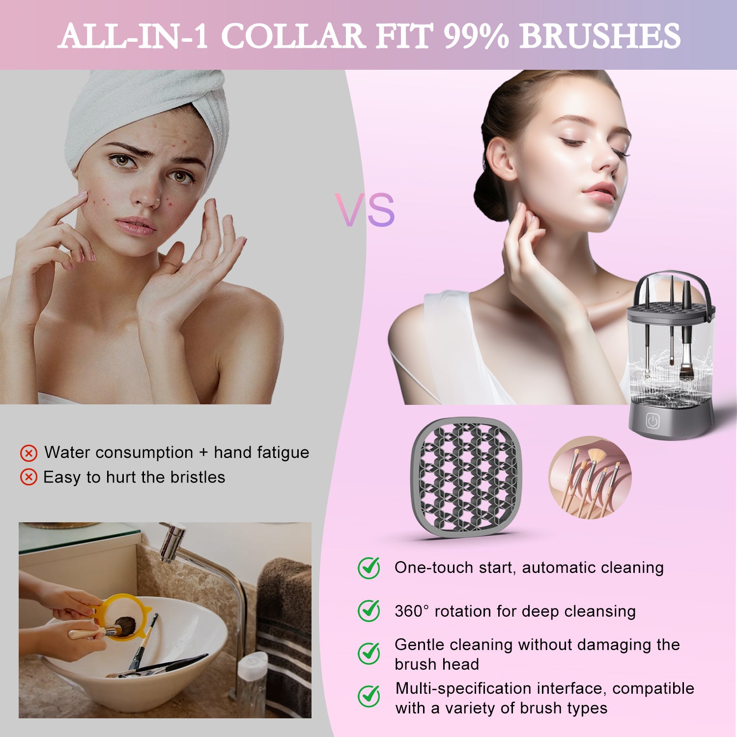 Electric Makeup Brush Cleaner - 9000 RPM