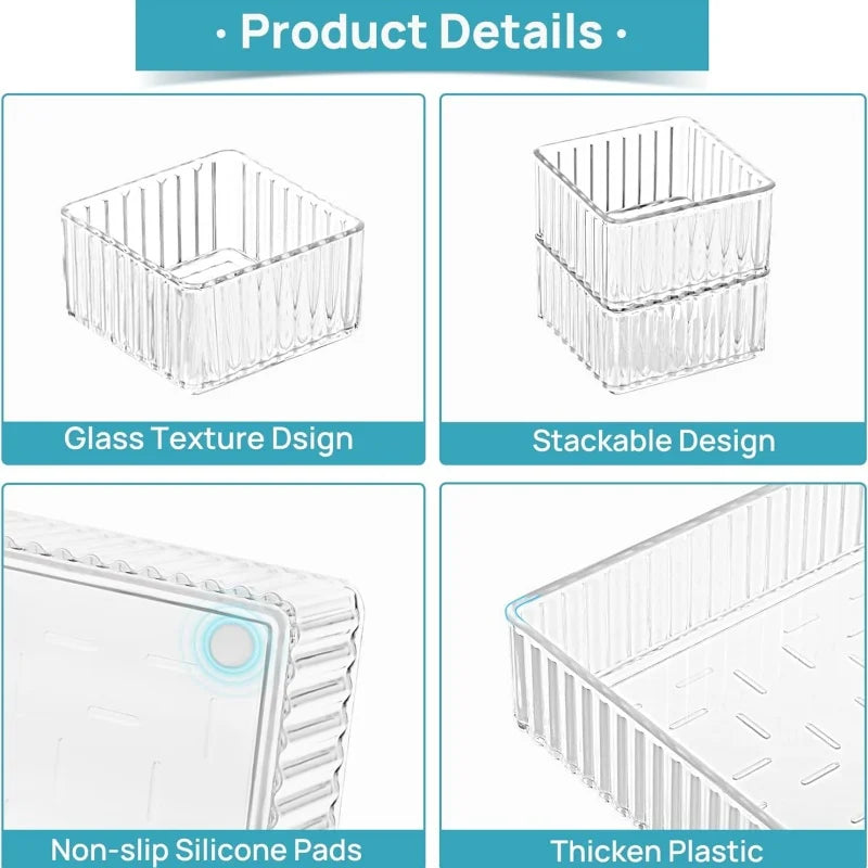 Luna Clear Acrylic Vanity Drawer Organizer Set