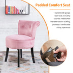 Padded Makeup Dressing Stool Chair with Wood Legs