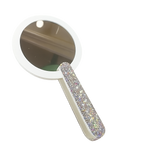 Rotatable Rhinestones Handle Makeup Mirror With LED Light