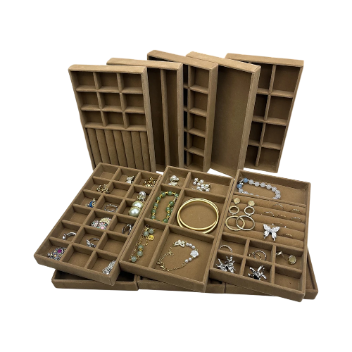 Luxury Velvet Drawer Organizer Tray [Brown]