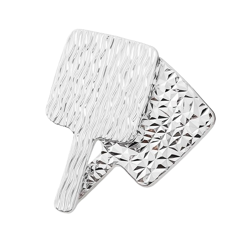 Square Handheld Mirror with Electroplated Ripple Design