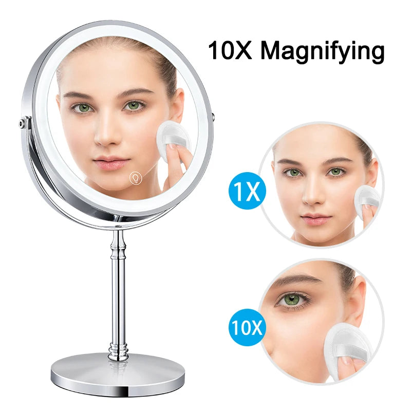 8 Inch Portable Vanity Makeup Mirror With 10X Magnifying