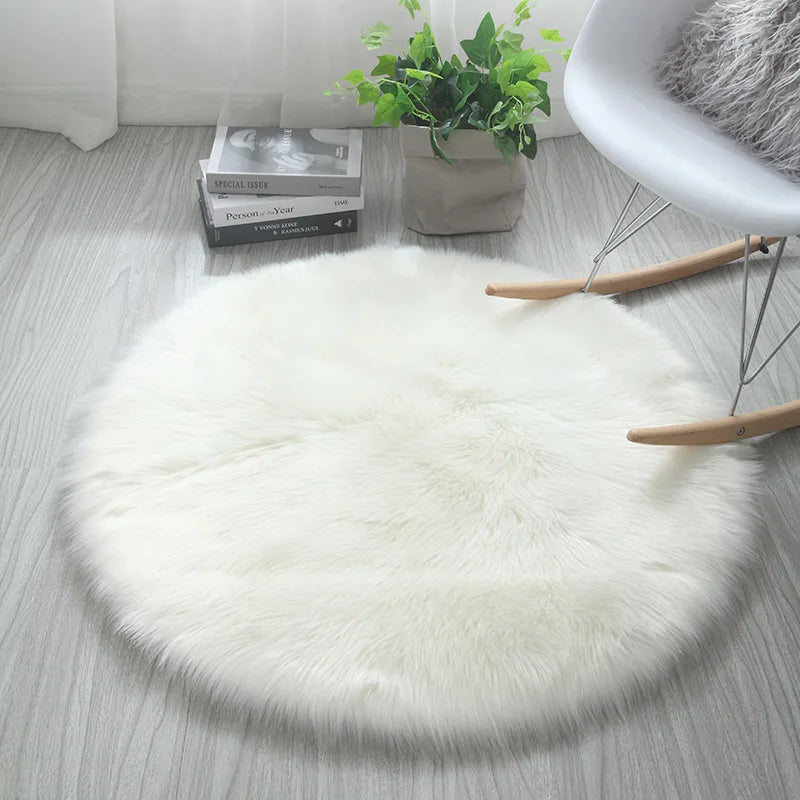 Artificial Sheepskin Vanity Chair Carpet Mat