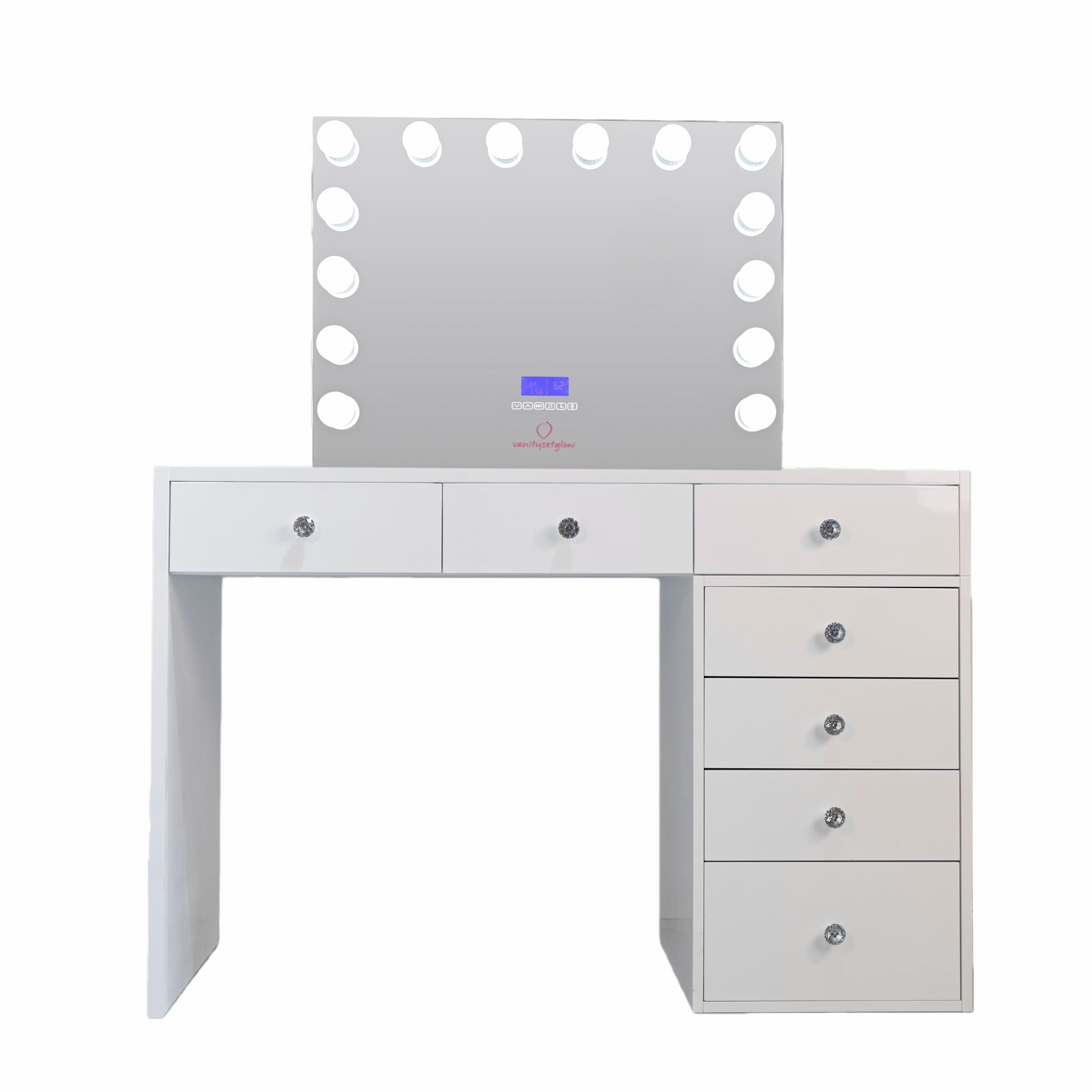 Glow Luxe – Smart Vanity Set Glossy White Edition — 7 Drawers