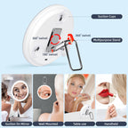 Rounded Standing Makeup Mirror With LED Light & Magnification [10X/20X/30X]