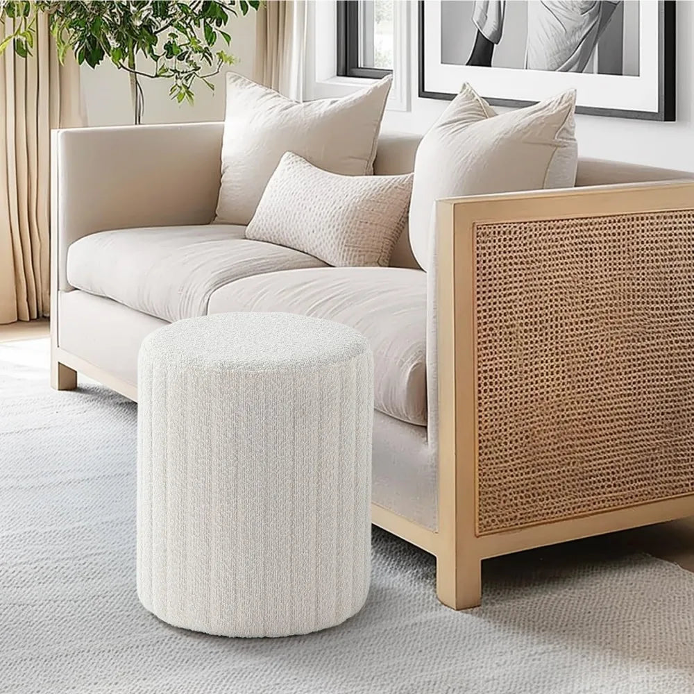 Round Multifunctional Ottoman Vanity Stool [White]