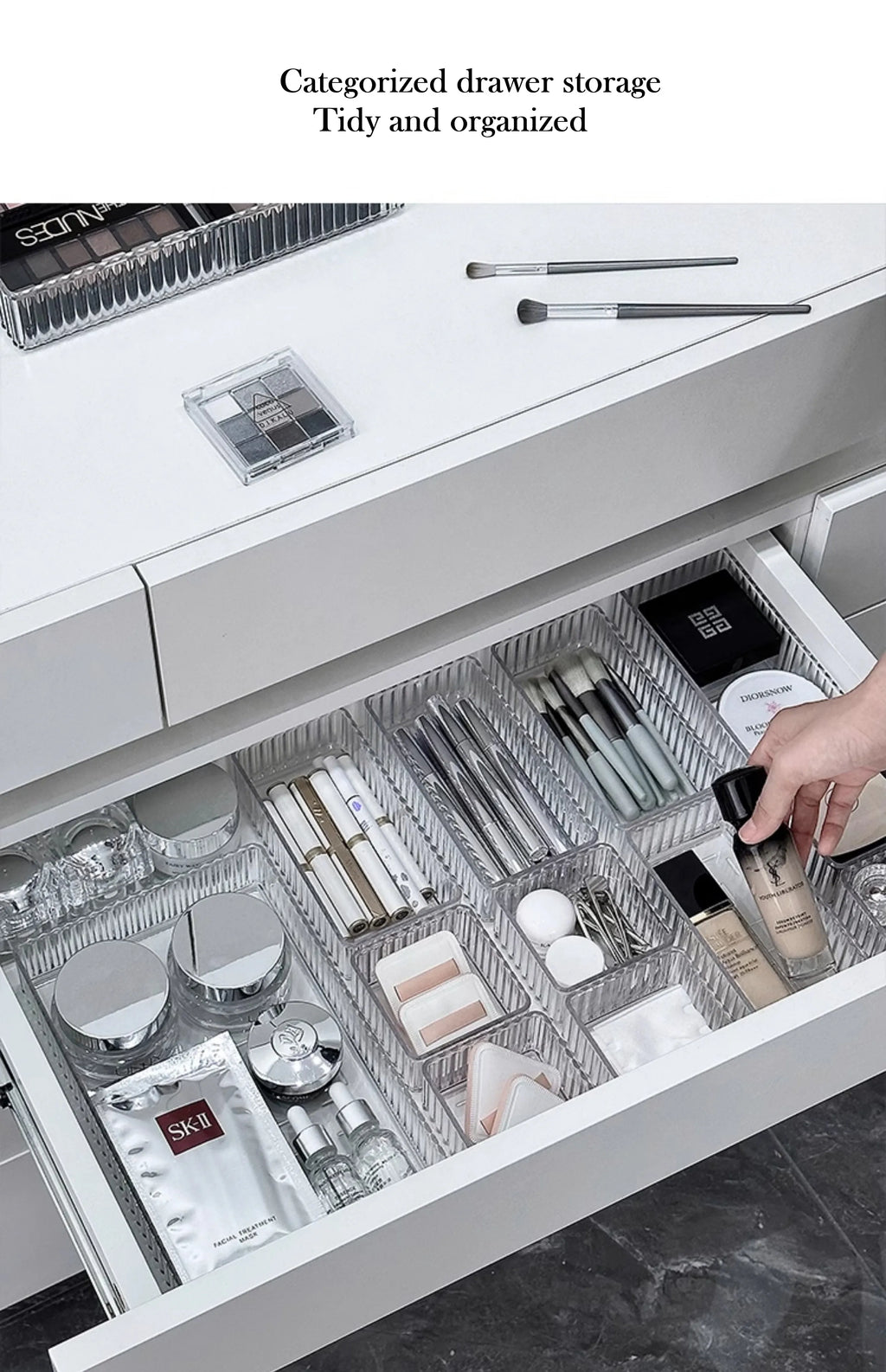 Luna Plastic Vanity Drawer Makeup Organizer