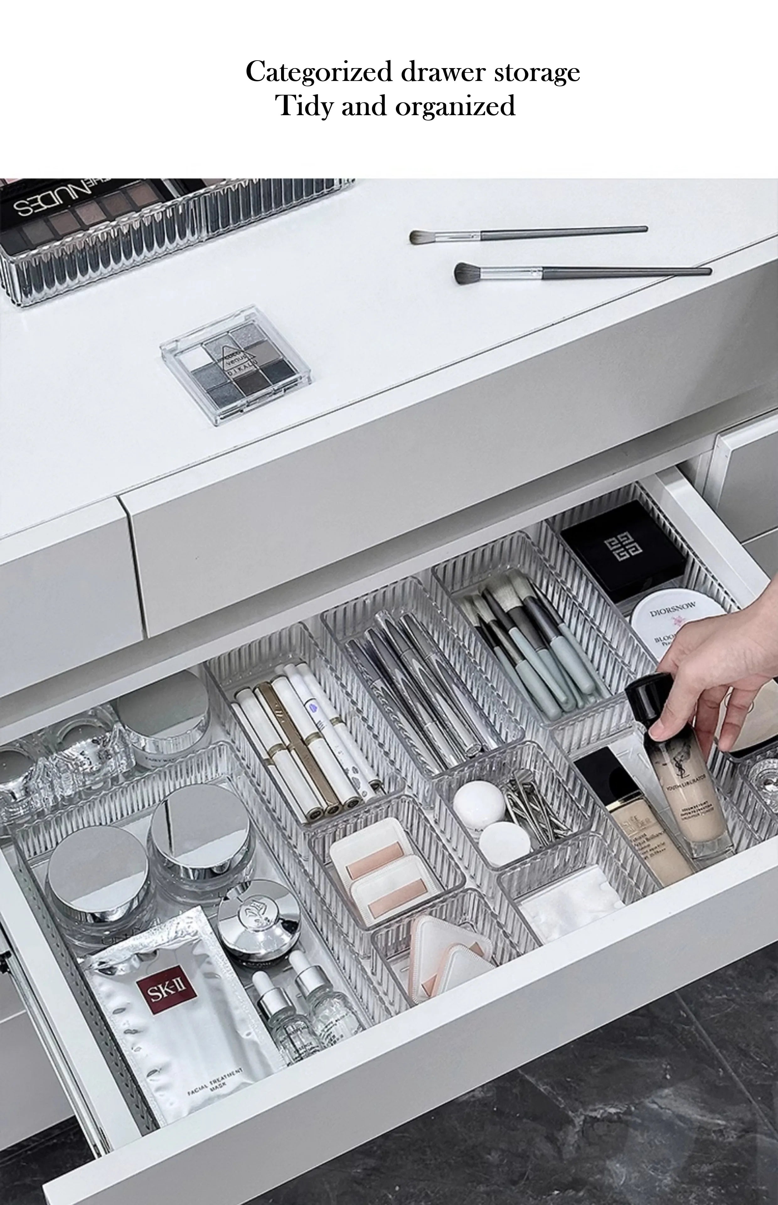 Luna Plastic Vanity Drawer Makeup Organizer