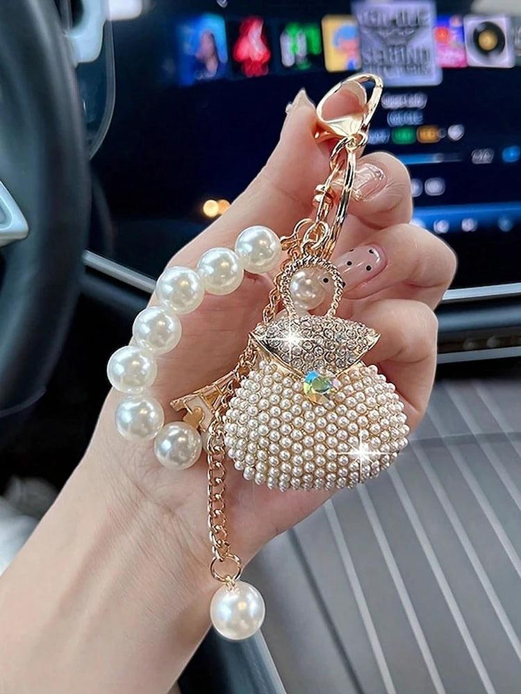 Pearl Beads Bag Keychain