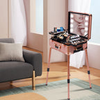 Aluminum Rolling Makeup Trolley With 8 LED Lights and Stand