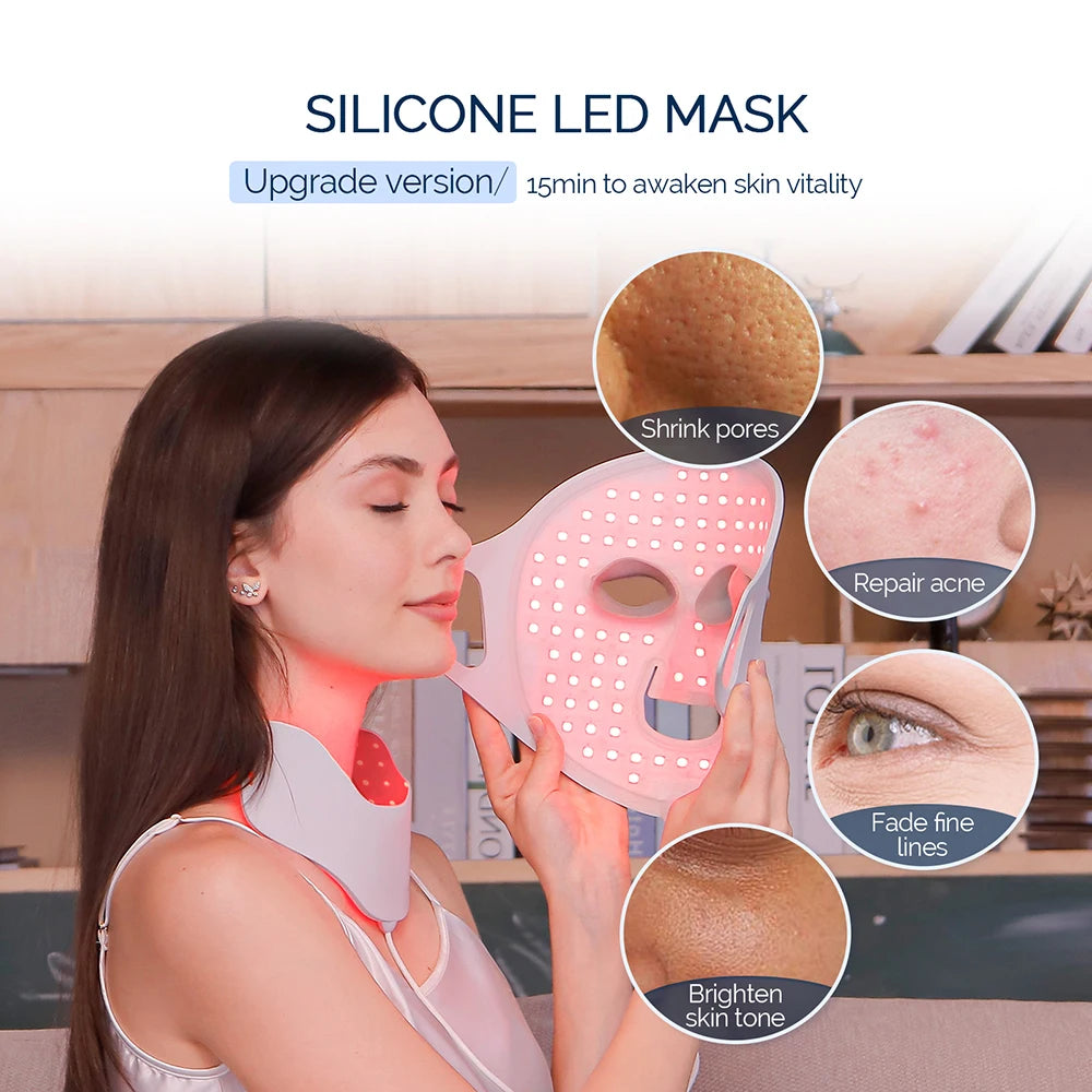 LED Light Therapy Face & Neck Mask with 7 Colors