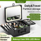 Portable Makeup Hard Case With Adjustable LED light Mirror