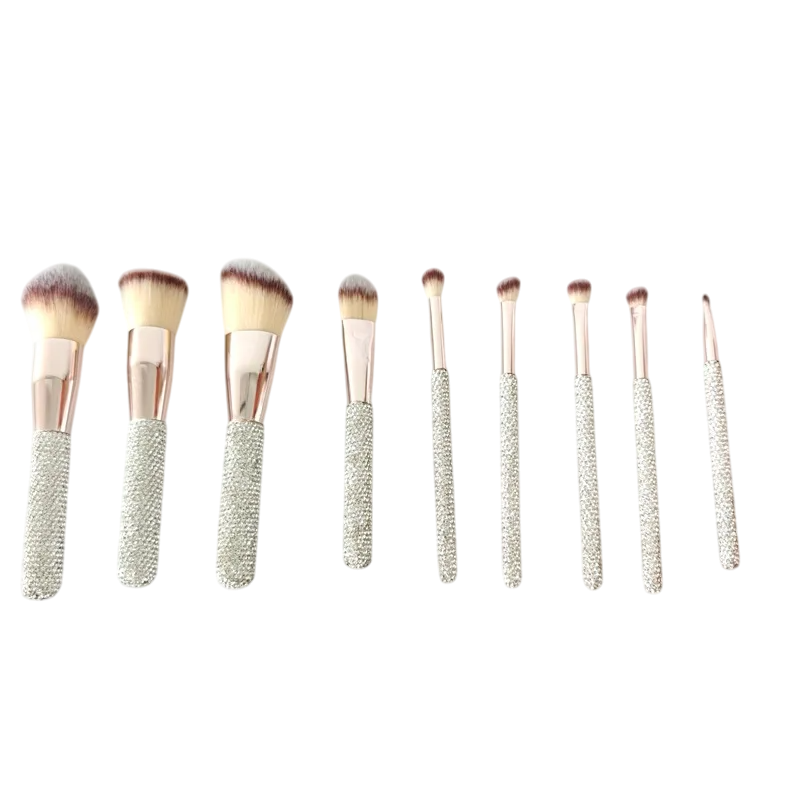 Rhinestone Makeup Brushes With Organizer Bucket