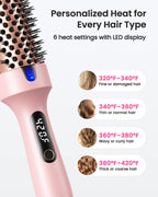 Heated Round Hair Curler Brush - Pink