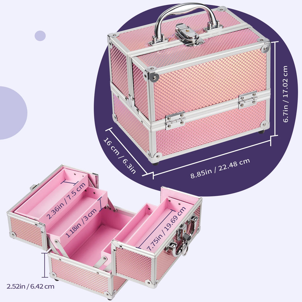 Portable Alloy Cosmetics Makeup Case [4 trays]