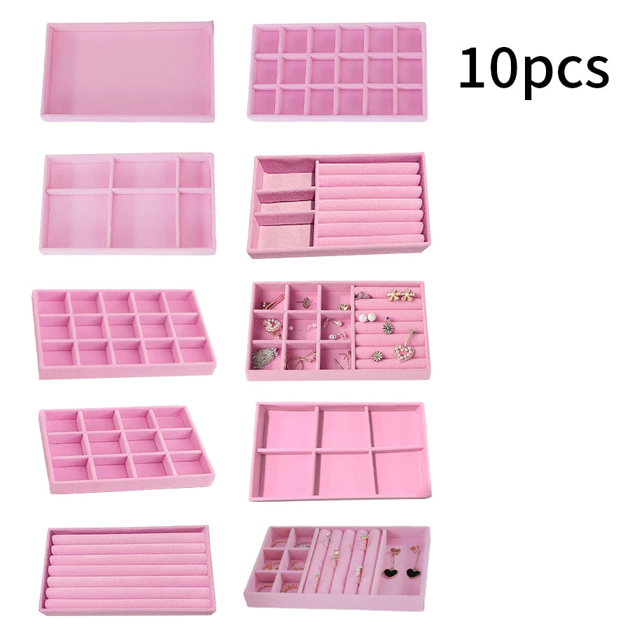 Jewelry Box Display Tray Set | Drawer Organizer | 8,10 Pcs