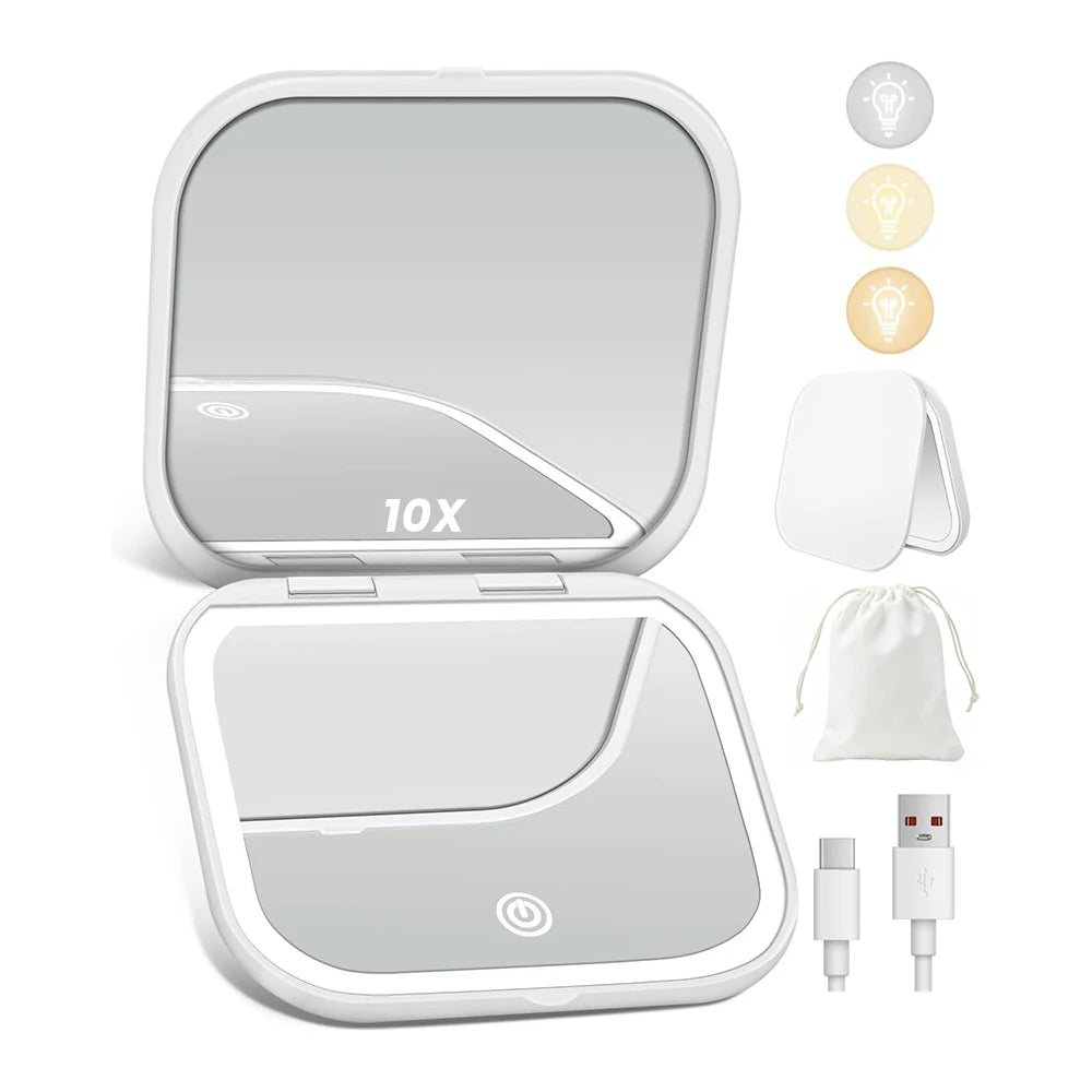 Double Sided Compact Makeup Mirror With Magnification