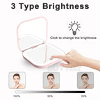Compact Mini Folding Cosmetic Mirror with LED Lights & Magnifying