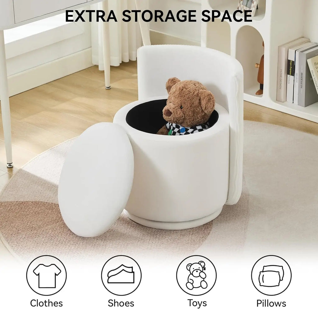 360° Swivel Dressing Table Stool - White