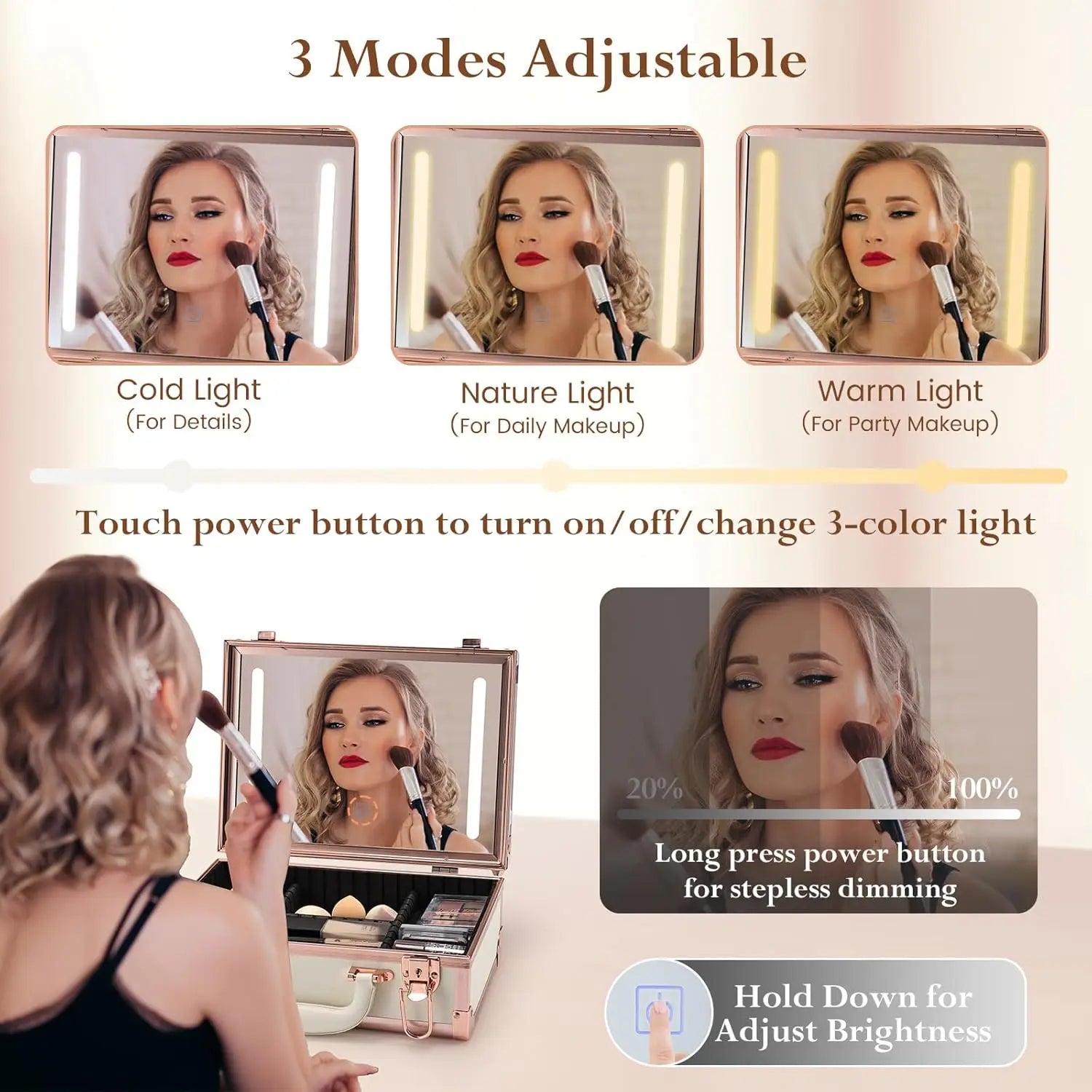 Travel Makeup Case With LED Mirror