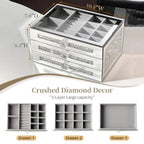Glass Lid Jewelry Organizer With 3 Drawers