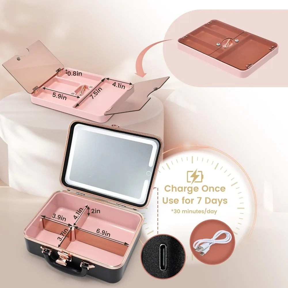 12" Travel Makeup Case With LED Mirror