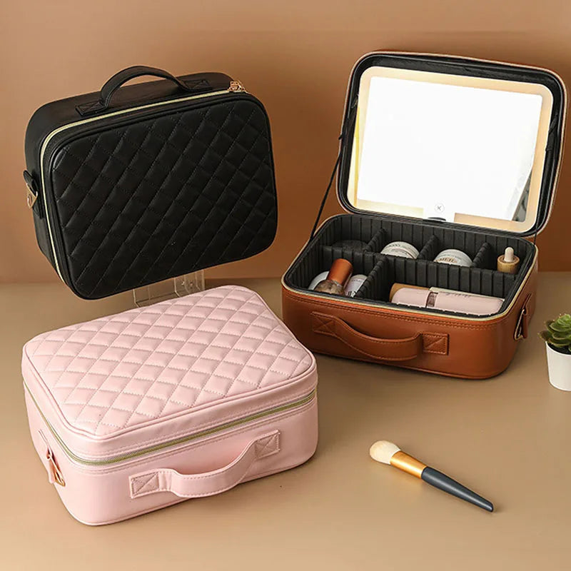 Makeup & Cosmetic Travel Box With LED Mirror [Small]