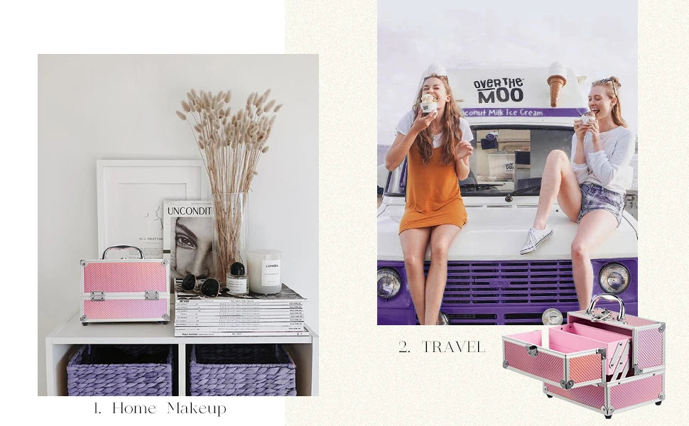 Portable Alloy Cosmetics Makeup Case [4 trays]