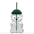 Luxury Bear-Shaped Glass Tumbler With Straw & Lid
