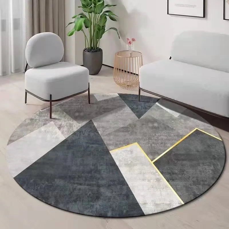 Geometric Round Vanity Desk Rug