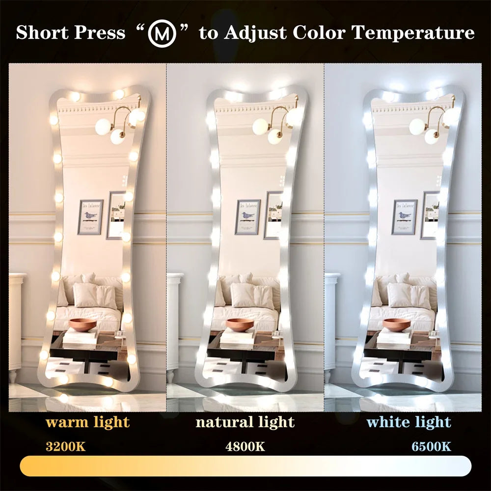 Full Length Standing Mirror With Led Blubs [Size: 63x24]