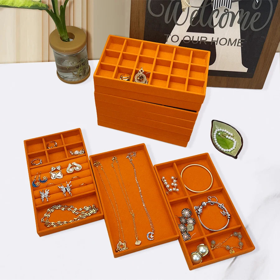 Luxury Velvet Drawer Organizer Tray [Orange]