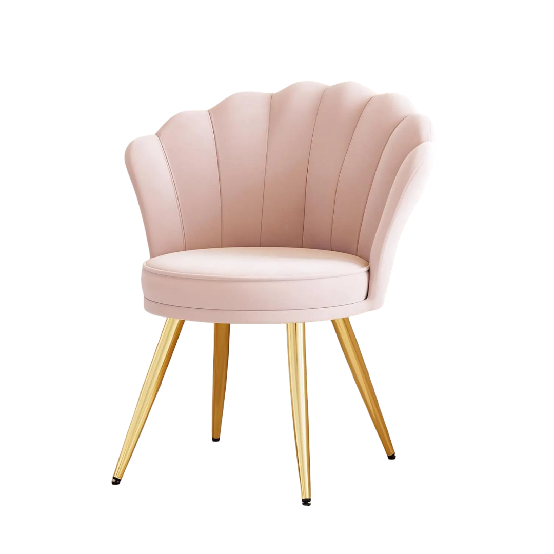 Vanity Chair with Gold Legs -  Light Pink